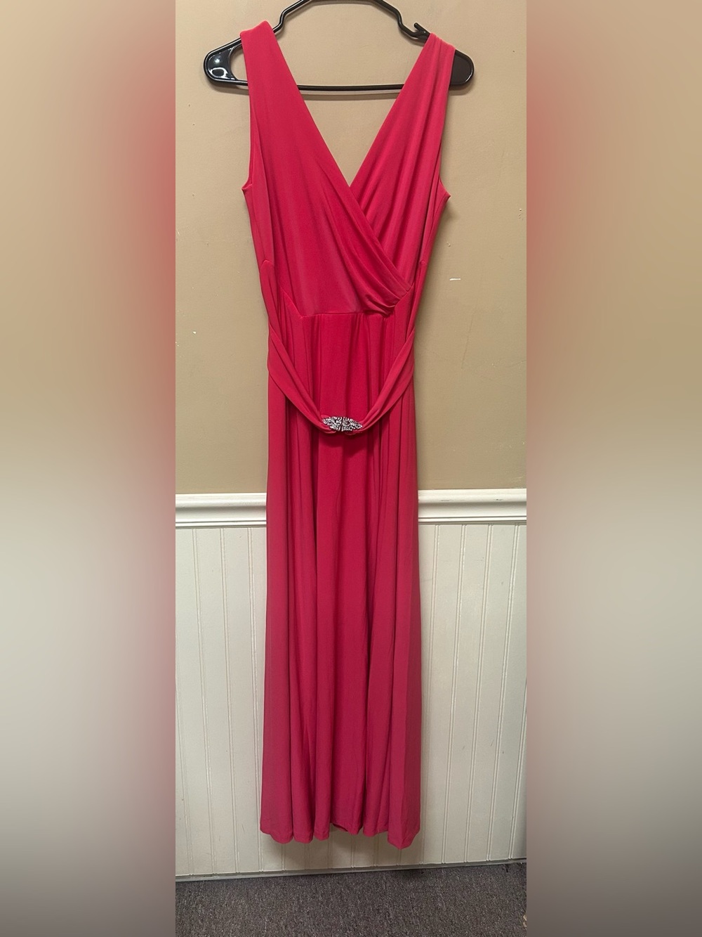 Ralph Lauren Evening Dress Pink Sleeveless Full Length Rhinestone Detail Size 10